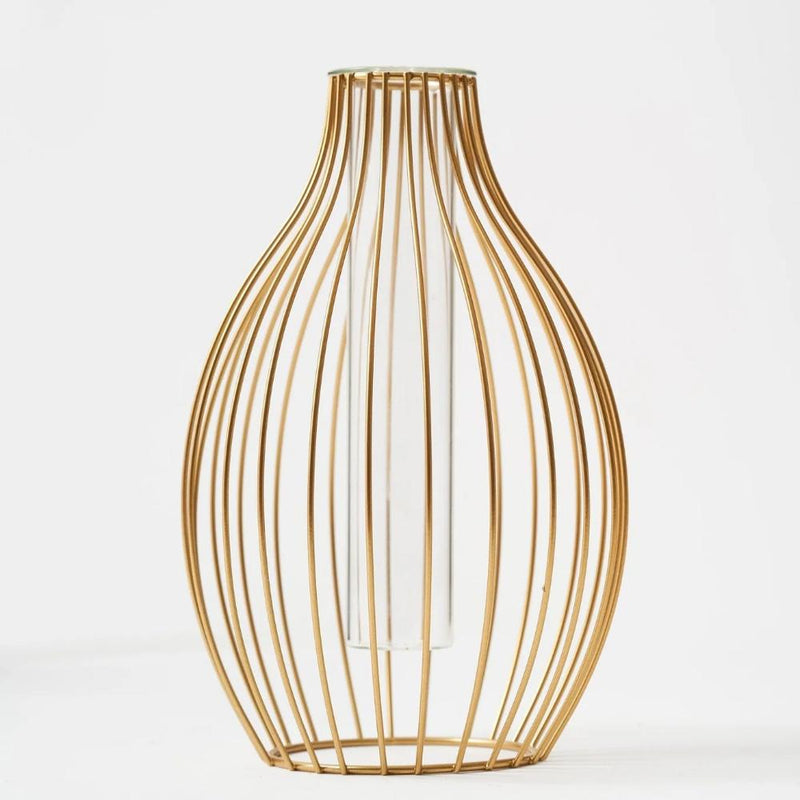 Sleek Metal Frame Vase